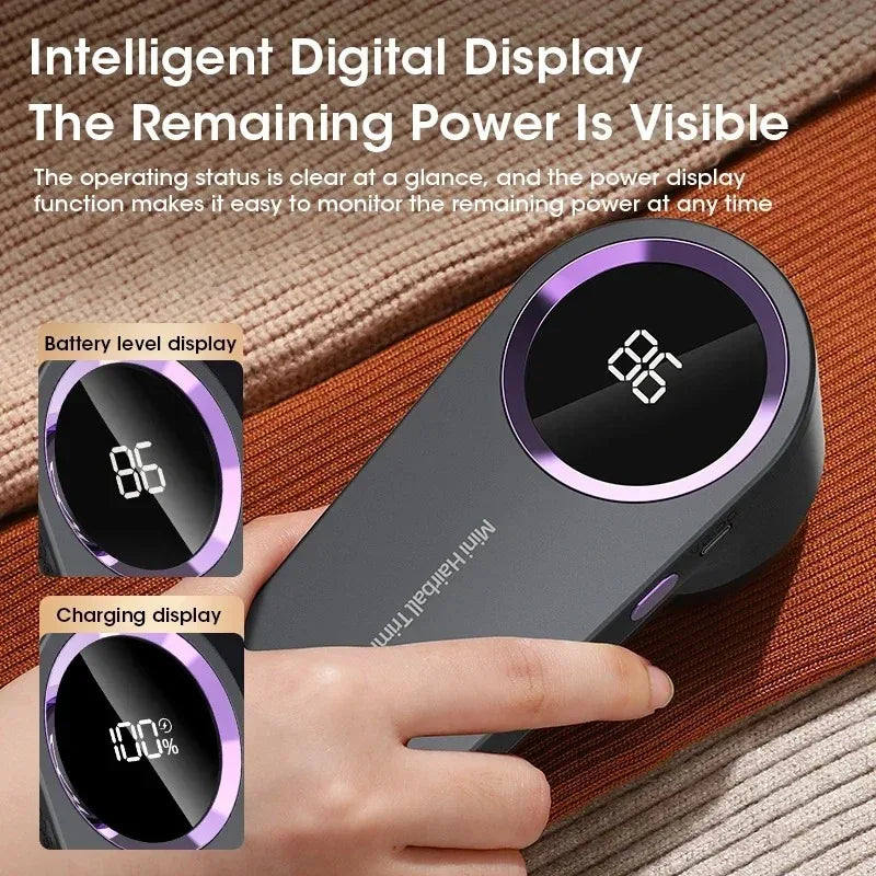 Electric Lint Remover & Fabric Shaver — LED Display, Rechargeable Fuzz & Pill Remover
