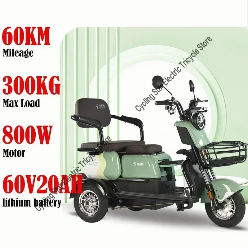 3-Wheel Electric Mobility Scooter for Adults, Long-Range Tricycle