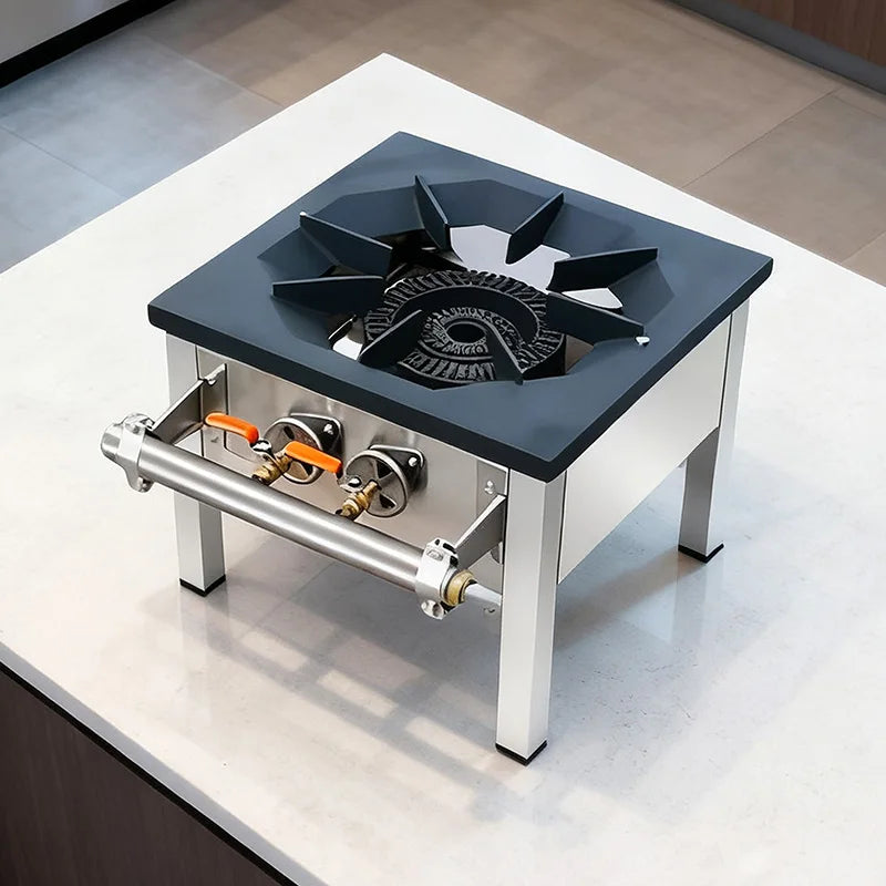 Energy-Saving Single Gas Stove – Dual Ring Commercial & Household Cooktop, LPG/Natural Gas, Short Footed