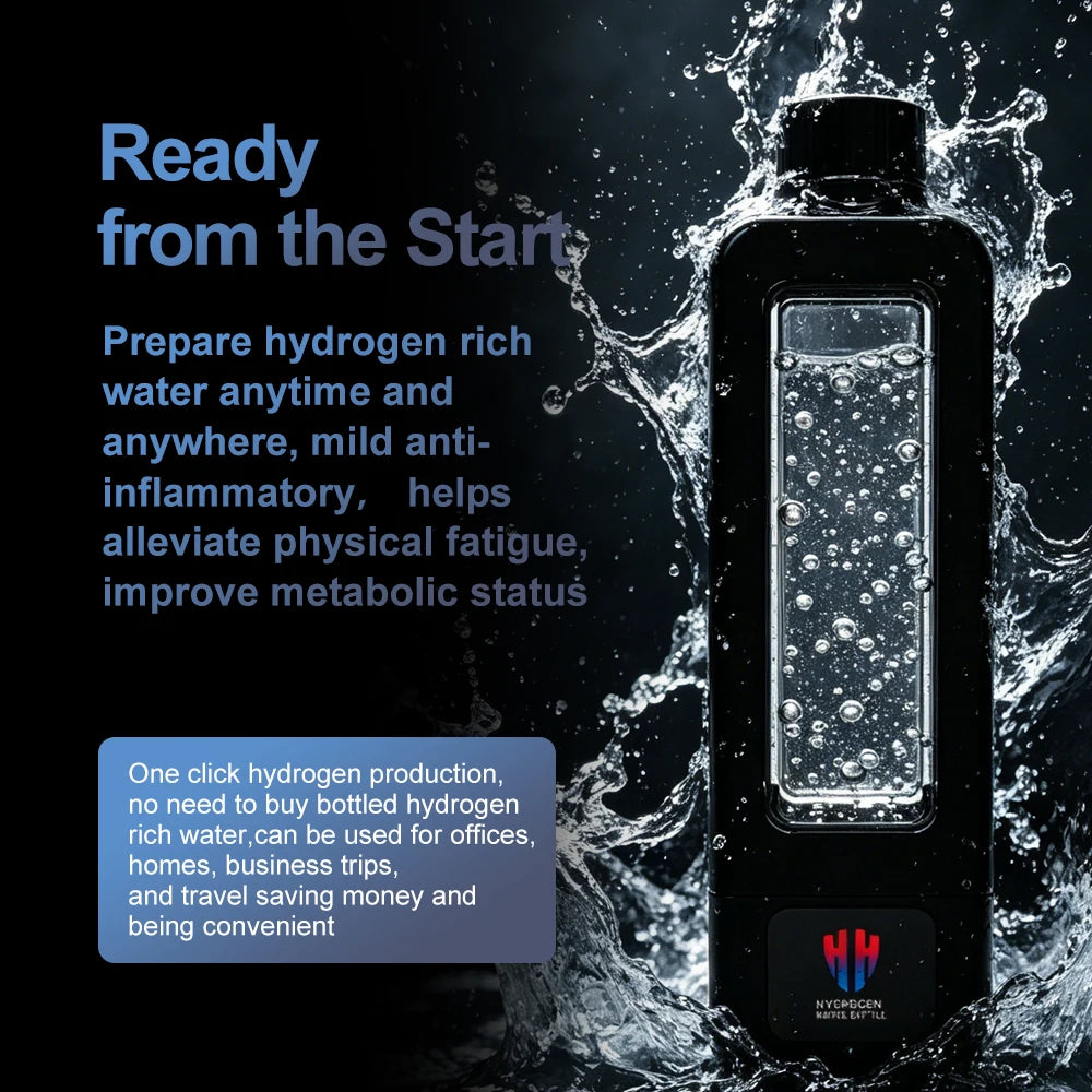 8000ppb Intelligent Hydrogen Water Bottle – SPE/PEM, One-Click UV-C Cleaning, 4500mAh