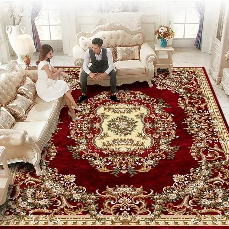 European Luxury Large Area Rug – Washable Non-Slip Carpet for Living Room & Bedroom