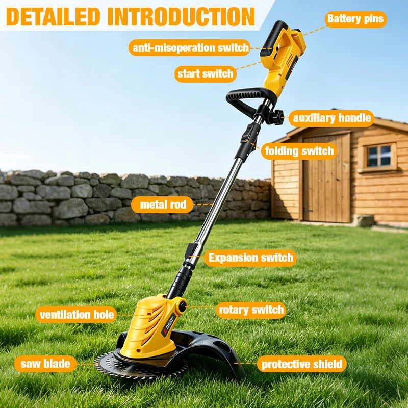Electric Goddess Brushless Cordless Grass Trimmer | 28,000 RPM, 3-Blade System, 200mm Cut, Dewalt 20V Compatible (Tool Only)