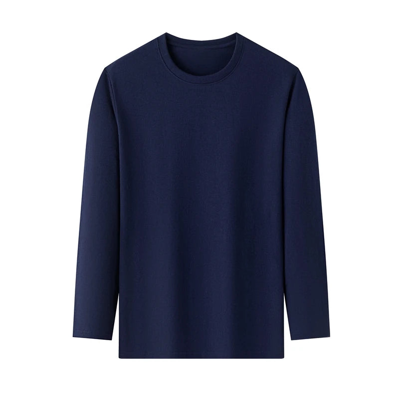 Men's Solid Color Round Neck Cotton Long Sleeve Tee — Everyday Essential