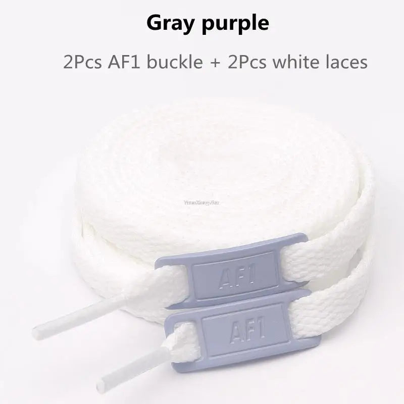 AF1 Shoelaces Combination Set — White Flat Laces & Shoe Decoration for Air Force One Sneakers