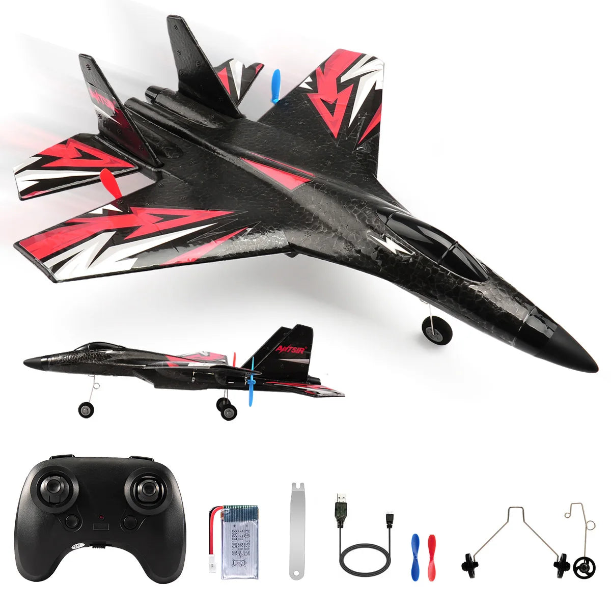 SU35 RC Glider Airplane – 2.4G Remote Control Fighter Plane with LED Lights for Kids