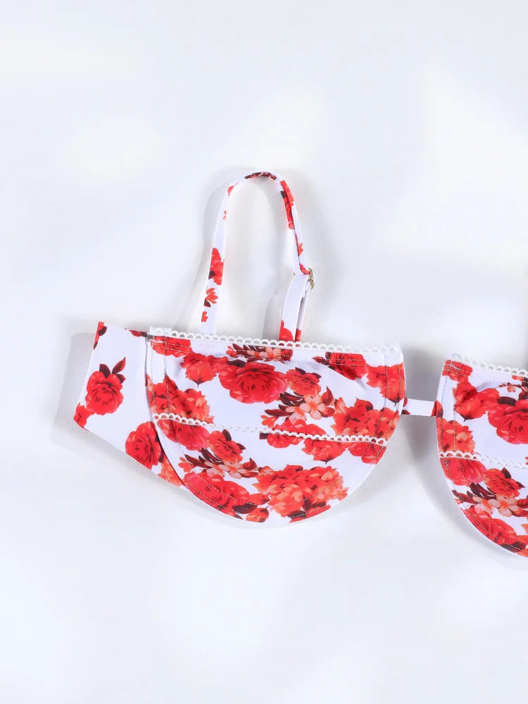 Long Dress Bikini Cover Up | Print Mesh Swimwear, Sexy Floral, Bandage Detail, S-XL
