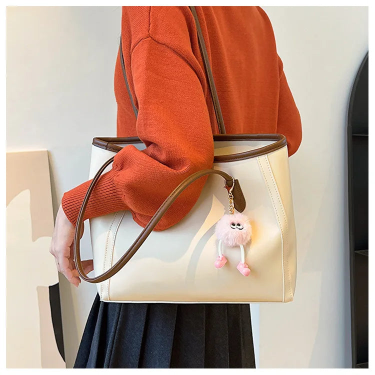FXZLLQ Korean Style PU Leather Underarm Tote Shoulder Bag – Versatile Casual Handbag for Women Daily Use
