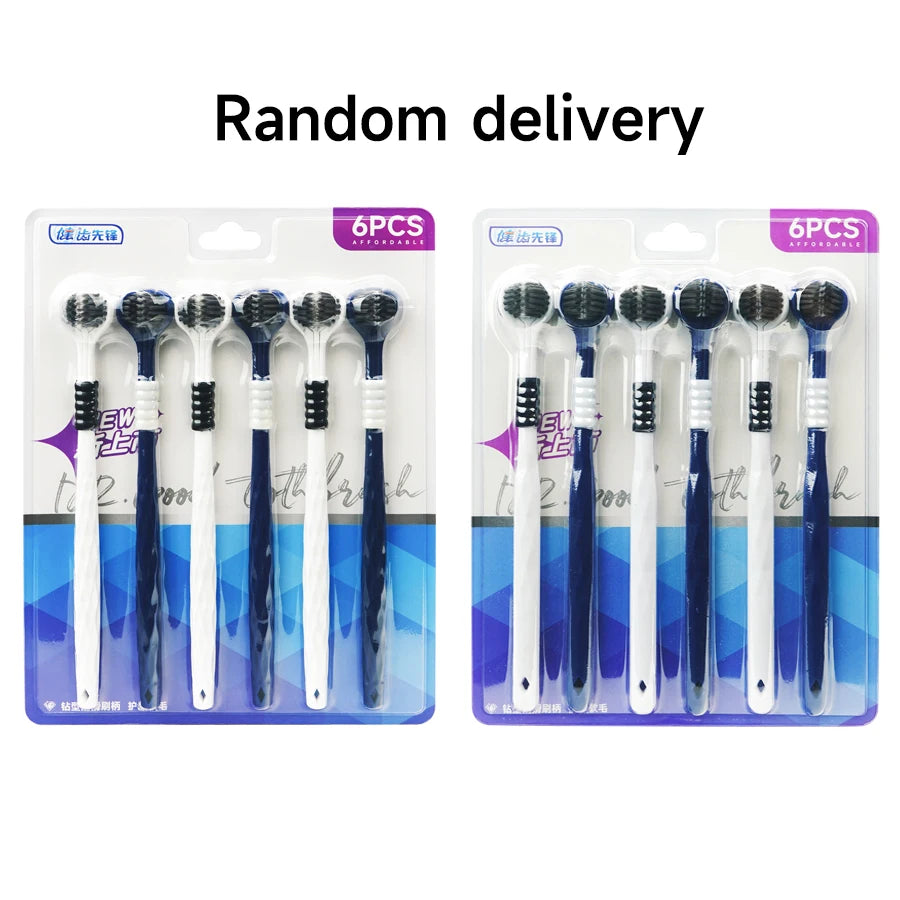 Clean Every Surface at Once — 3D U-Shaped Three-Sided Soft Toothbrush | 6pcs, 0.15mm Soft Bristles, Comprehensive Oral Cleaning for Adults