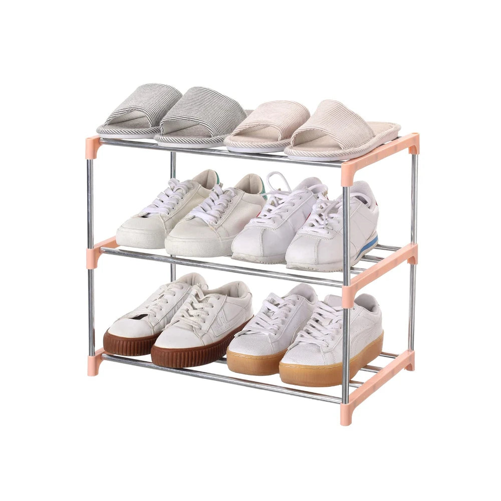 3-Layer Modular Plastic Shoe Rack — Space-Saving Entryway