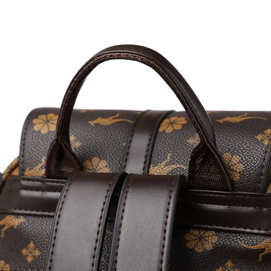 Women's Luxury Leather Backpack – Vintage Print Tassel Fashion Bag