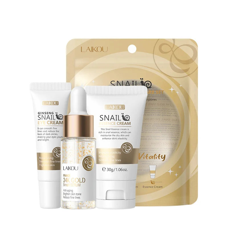 LAIKOU 3-Piece Skin Care Set – Face Cream, Serum & Eye Cream | Moisturizing Anti-Wrinkle Kit