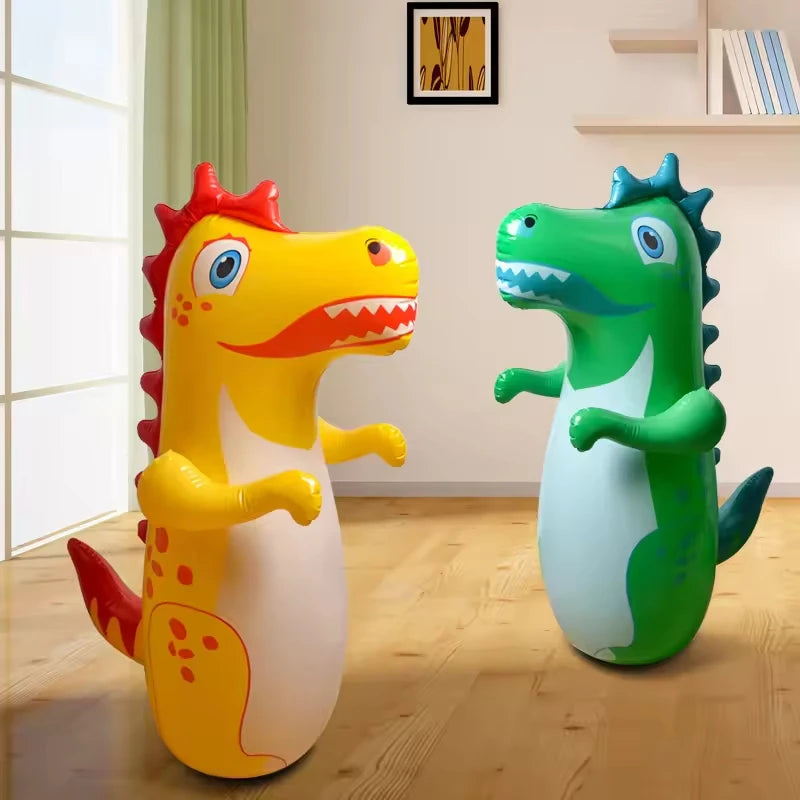 90cm Inflatable Tumbler Boxing Punching Bag for Kids – Dinosaur Standing Bop Bag, CE Certified, Ages 3+