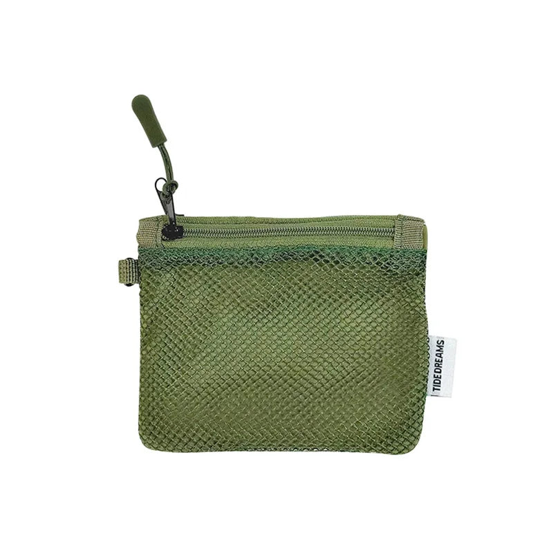 Travel Makeup Storage Bags New Mesh Coin Purse Simple Portable Mini Bag Multi-purpose Square Bag Double-layer Zipper Card Holder