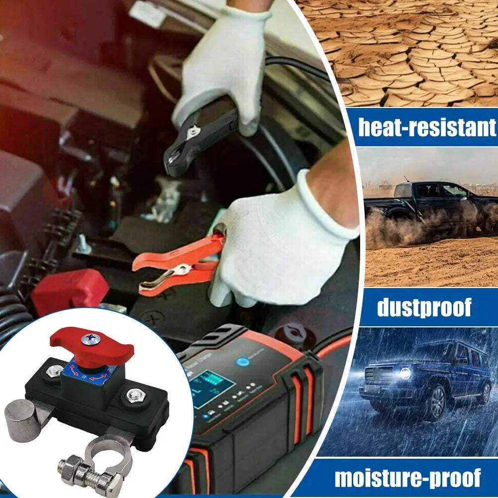 Battery Disconnect Switch 12V/24V – Car Battery Isolator Cut Off Anti-Leakage Power Shut Off for Trucks RV & Marine