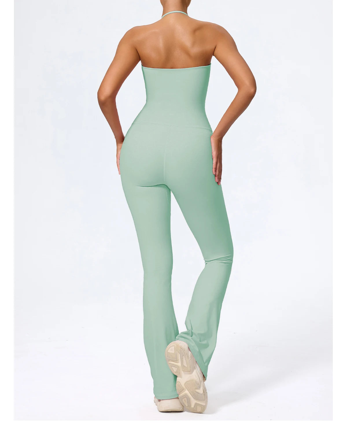 Women's Sleeveless Yoga Jumpsuit – Gym Flared Overalls Neck-Hanging Backless Sportswear
