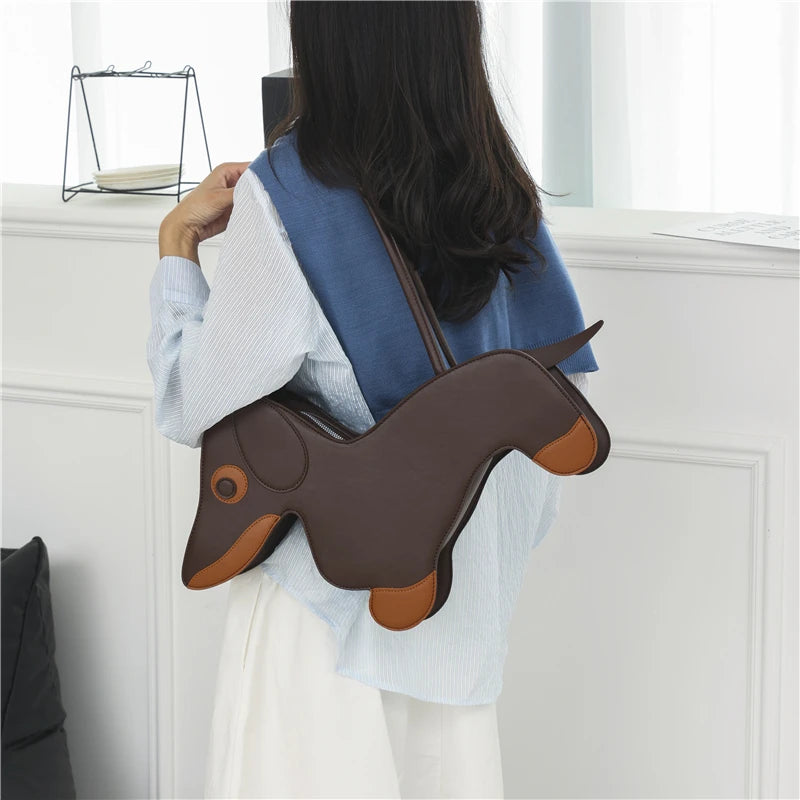 Sausage Dog Novelty TPU Tote Bag – Cute Doll Top Handle Shoulder Bag for Women