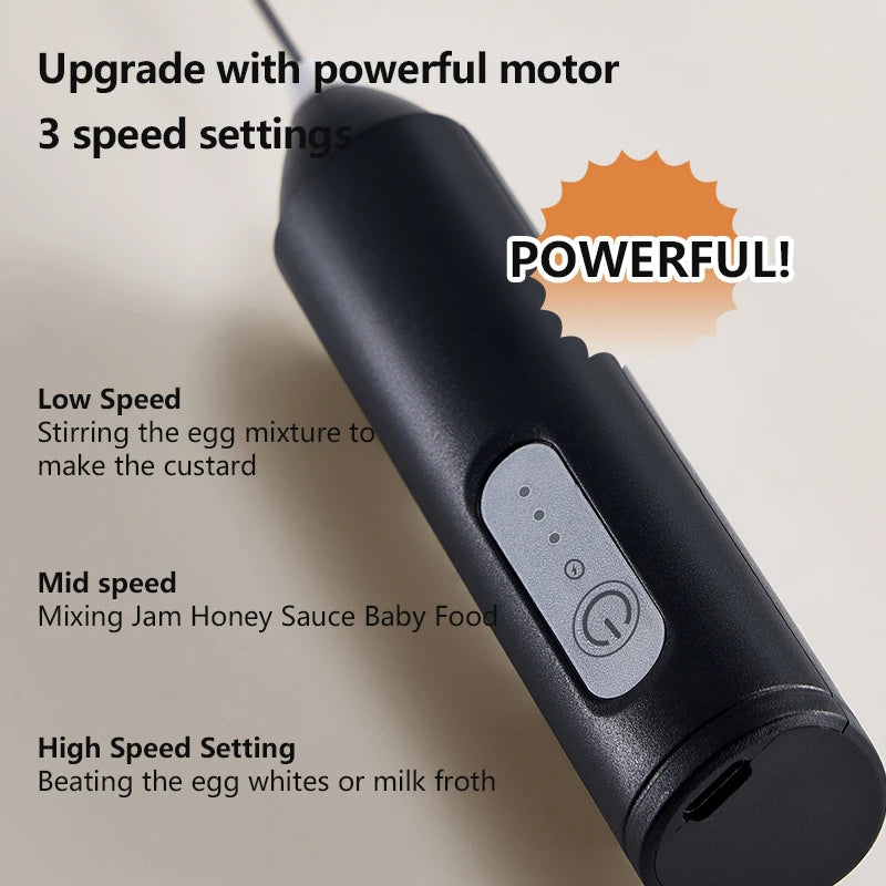 Wireless USB Rechargeable Milk Frother – 3-Speed Handheld Foam Maker & Coffee Whisk