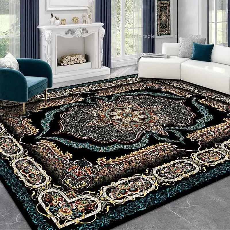 Persian Style Large Area Carpet – Retro Non-Slip Washable Rug for Living Room & Bedroom