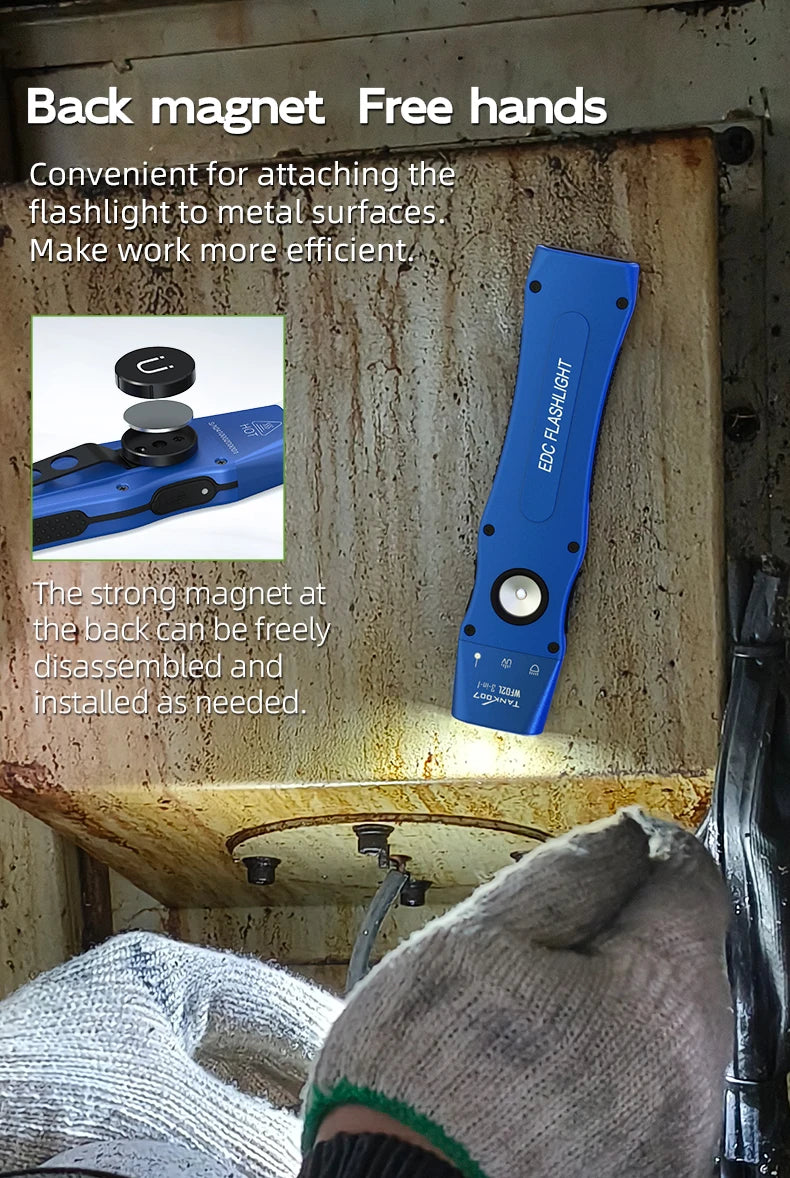 TANK007 WF02L 3-in-1 EDC Flashlight – White Light, 365nm UV & Green Laser, Magnetic Rechargeable