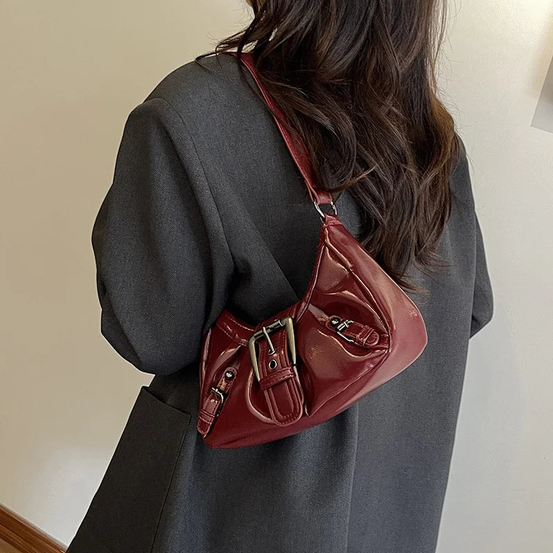Y2K Retro Pleated Hobo Shoulder Bag – Maillard Style Underarm Clutch for Women