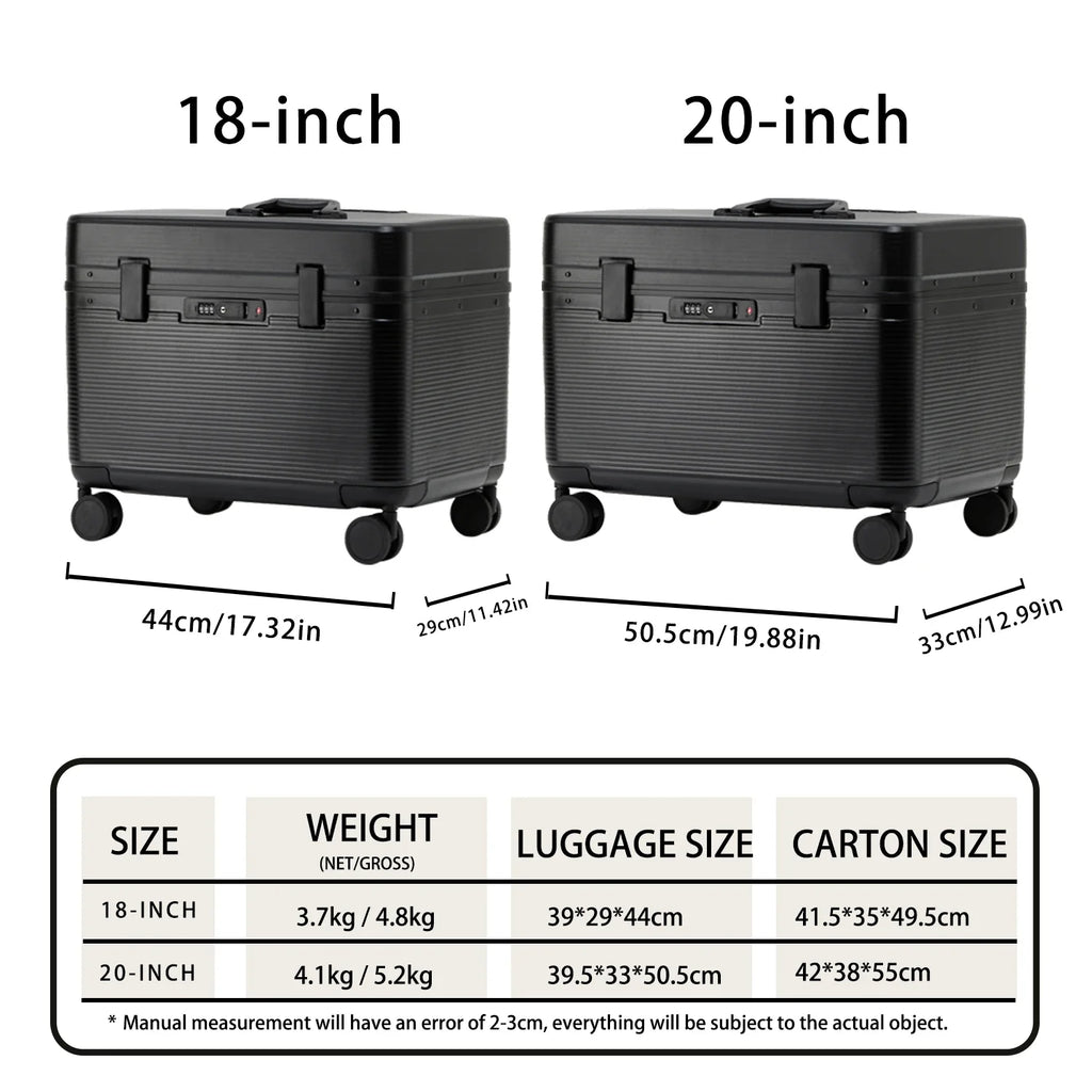Aluminum Alloy Frame Suitcase, Top-Opening ABS Portable Trolley Case, Universal Wheels, Customs Code Lock Boarding Case