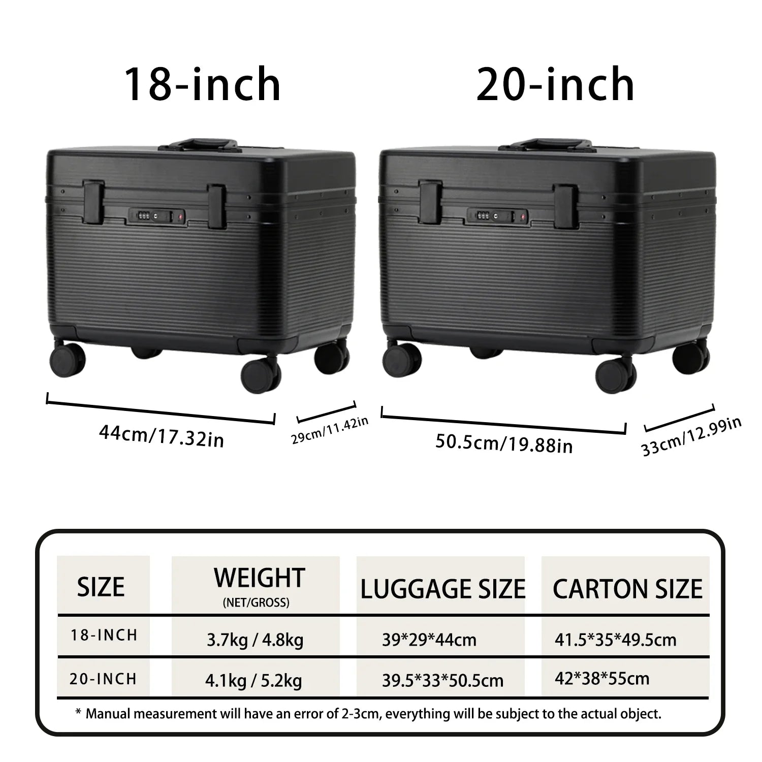 Aluminum Alloy Frame Suitcase, Top-Opening ABS Portable Trolley Case, Universal Wheels, Customs Code Lock Boarding Case
