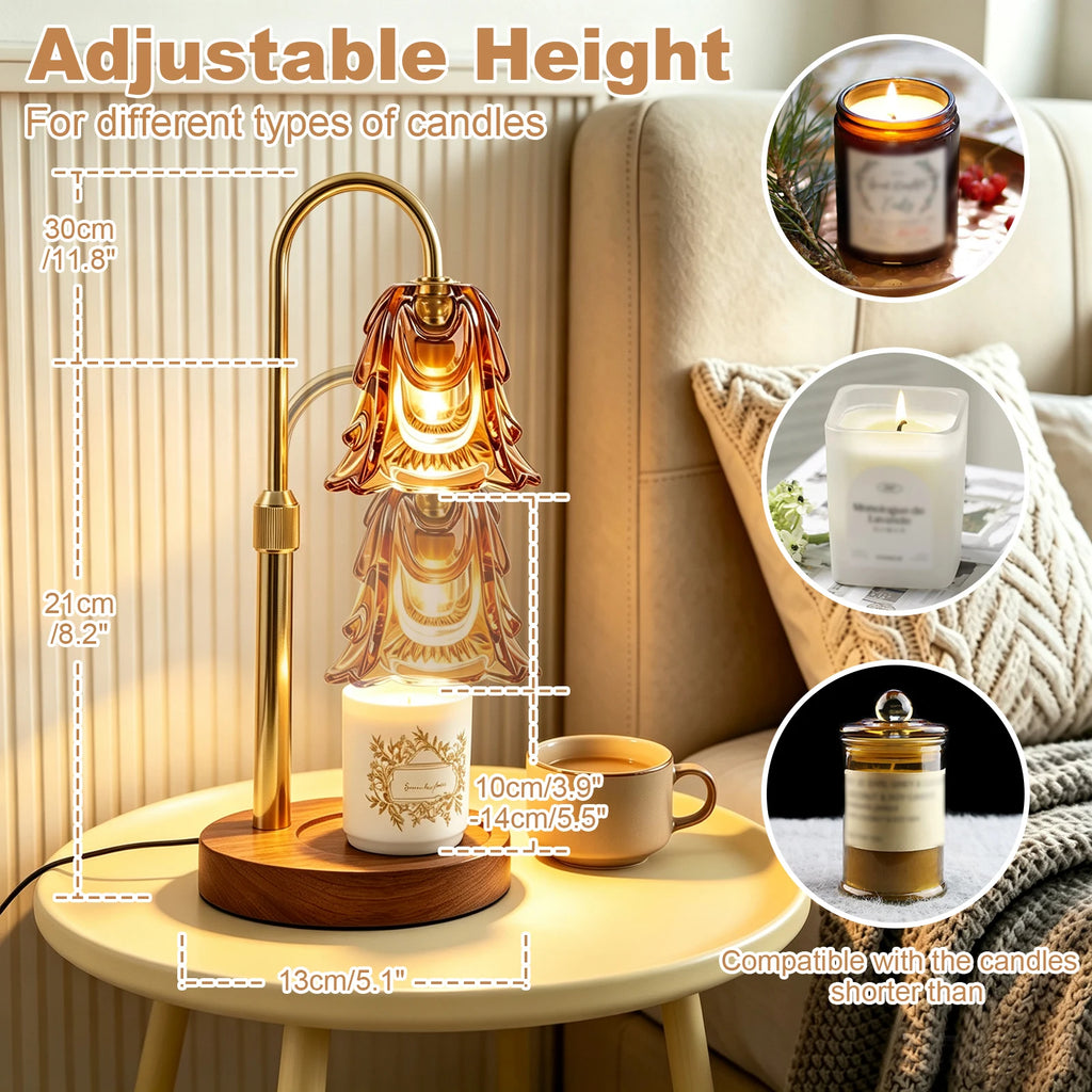 Gold Floral Glass Candle Warmer Lamp with Timer