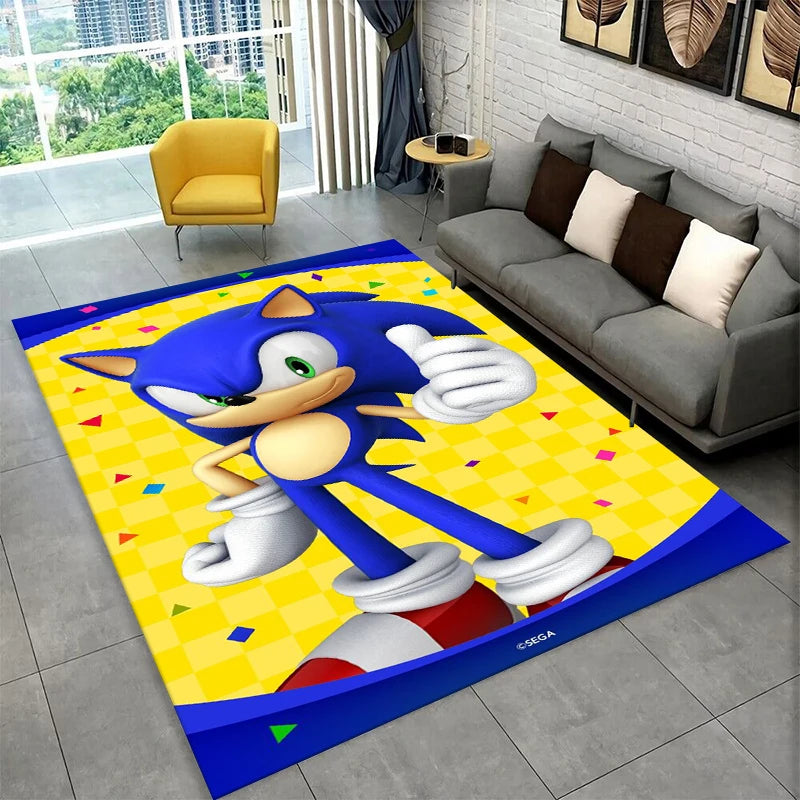 Sonic Cartoon Area Rug – Non-Slip Kids Carpet for Bedroom, Playroom & Living Room