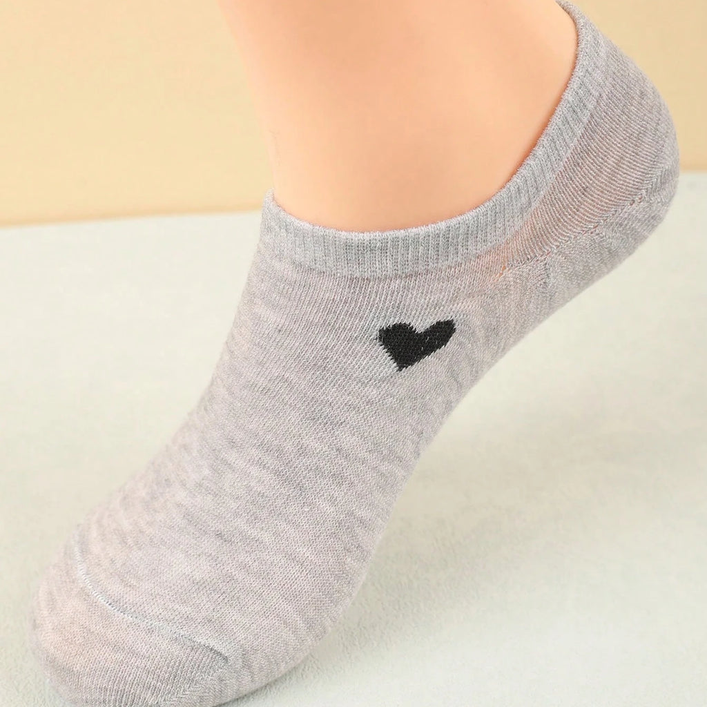 Women's Heart No-Show Socks – Stretch Knit