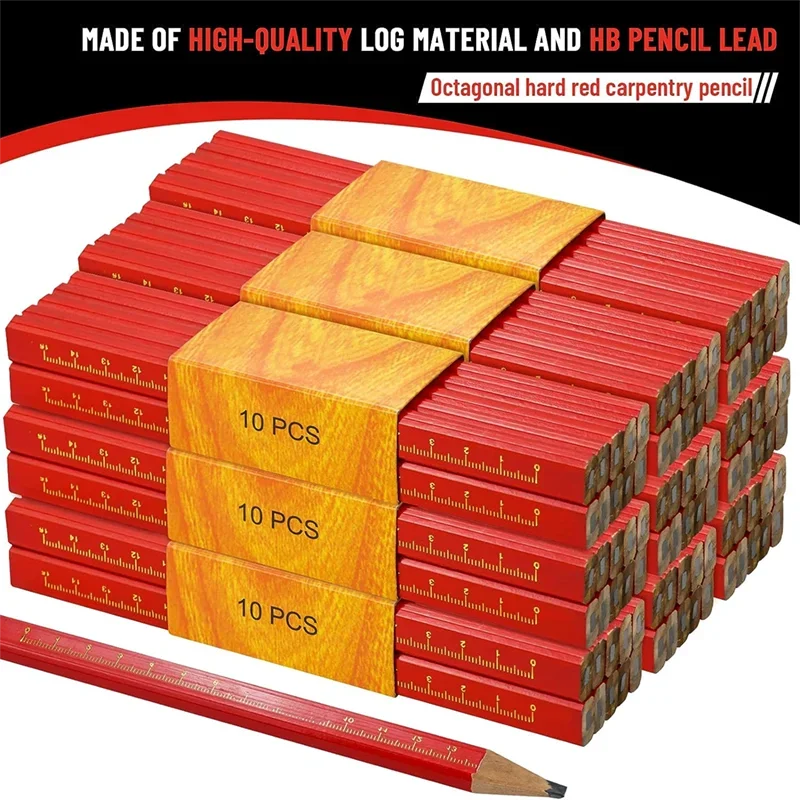 Woodworking Marking Pencils, 10 to 100-Pack