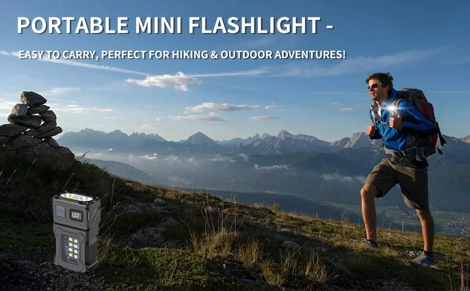 Mini USB Rechargeable LED Flashlight – COB Side Light, Magnetic Tail & Emergency Camping Lantern