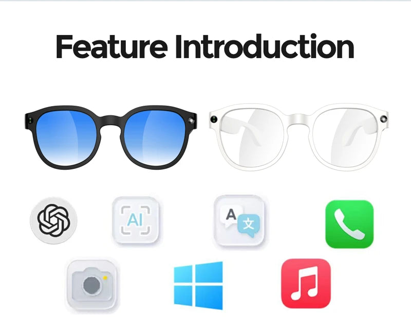 Lenovo AI Smart Glasses — 8MP HD Camera, 4K, AI Translation, Bluetooth Calling & Music
