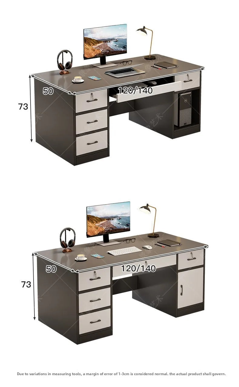Modern Minimalist Writing & Computer Desk — Durable Wood Office Desk in Oak & Dark Walnut