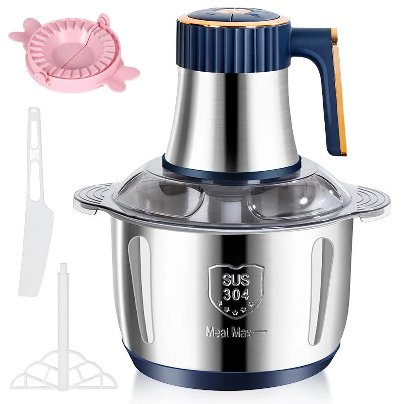 5L Electric Meat Grinder & Food Crusher – Stainless Steel, Multifunctional Vegetable Slicer, Chopper & Blender