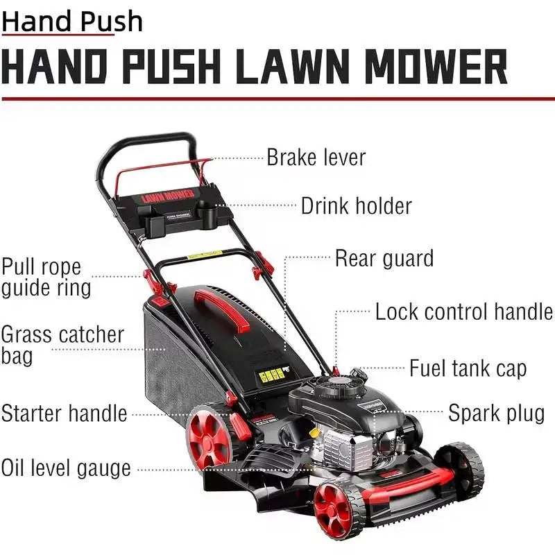 201cc 21-Inch Gas Lawn Mower | 3-in-1 Bagging, Side Discharge & Mulching, 7-Position Height, Hand Push or Self-Propelled