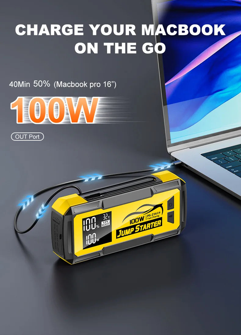 32000mAh Car Emergency Jump Starter — Portable Battery Booster with Power Bank