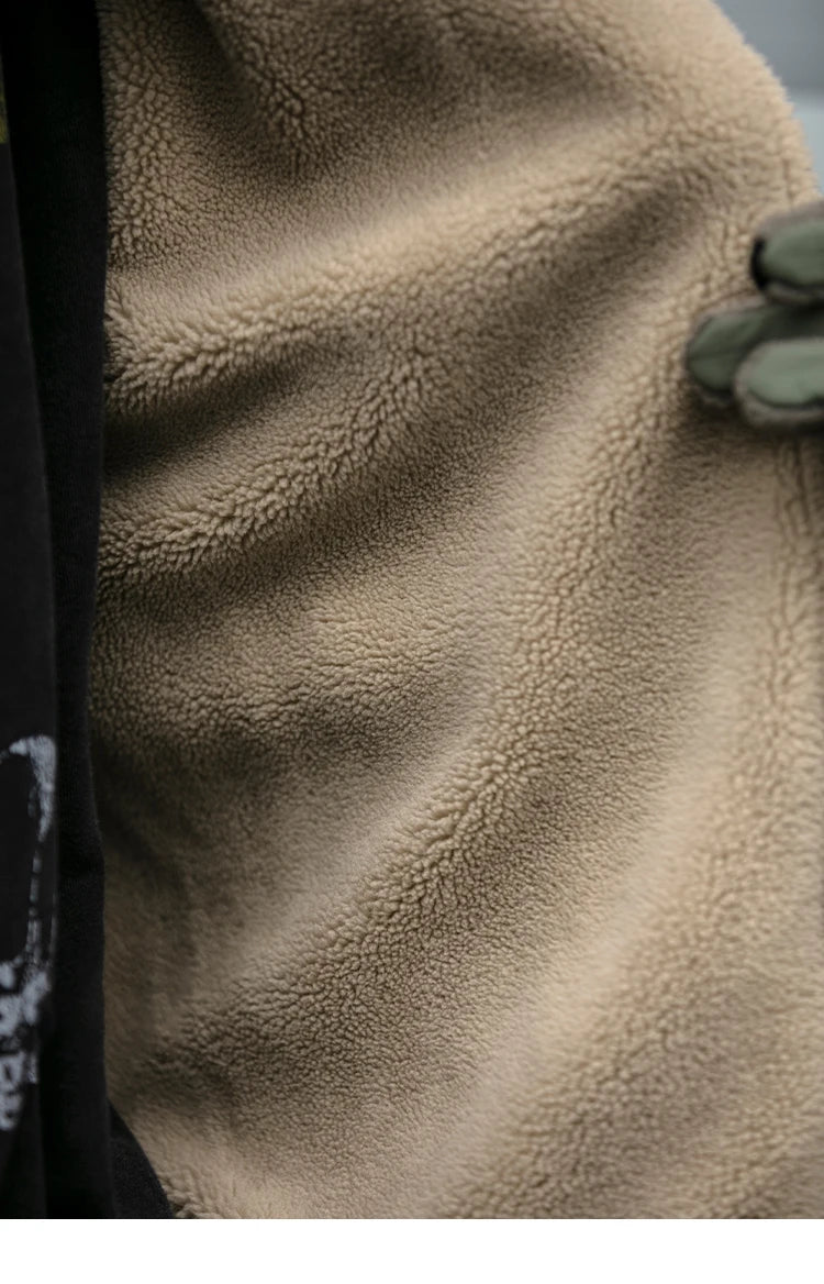 Men's Vintage Polar Fleece Jacket — Korean Streetwear Loose Warm Coat