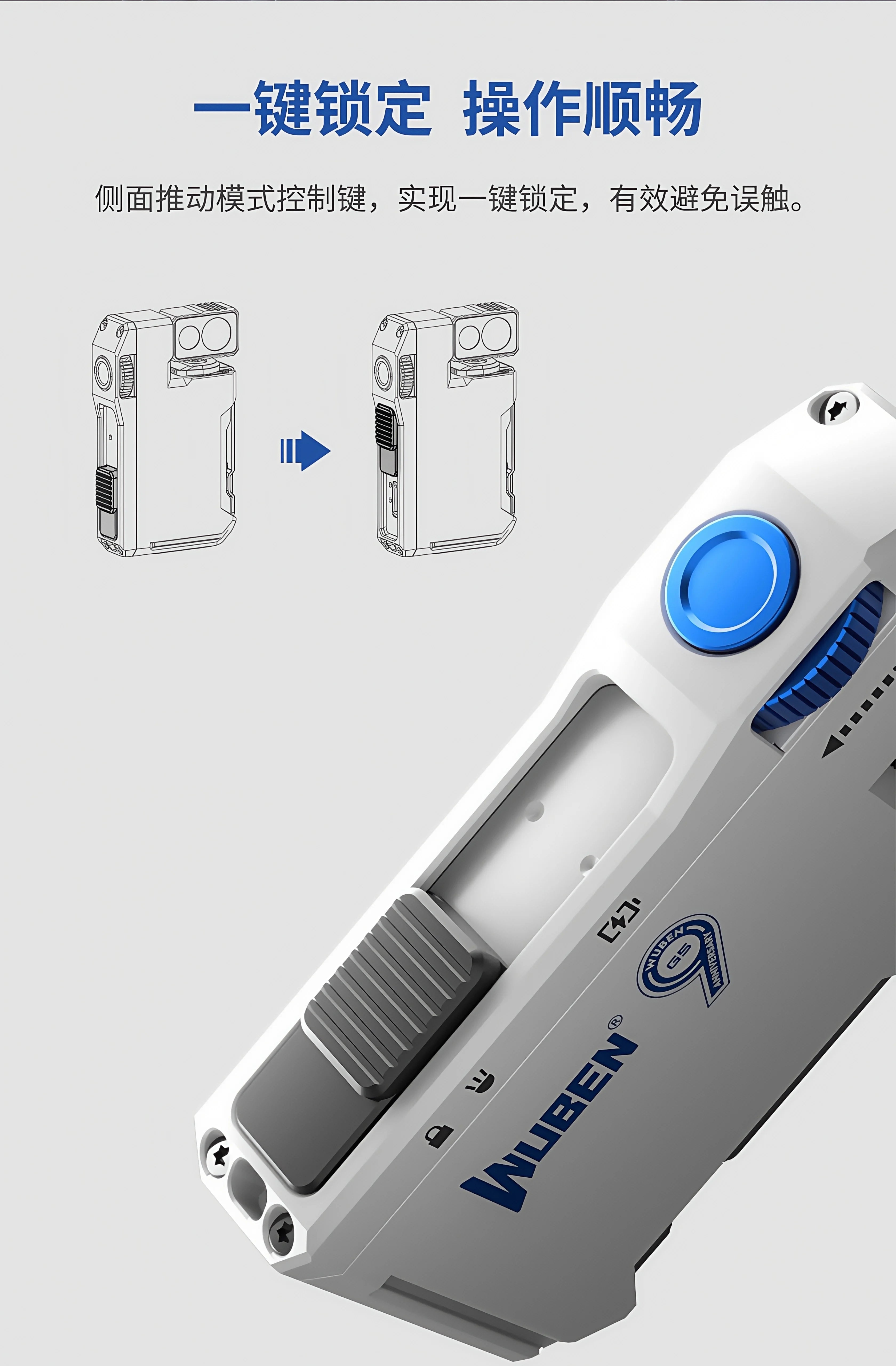 WUBEN G5 EDC Flashlight – 400 Lumens Dual Light Sources with RGB Light & Portable Pocket Design