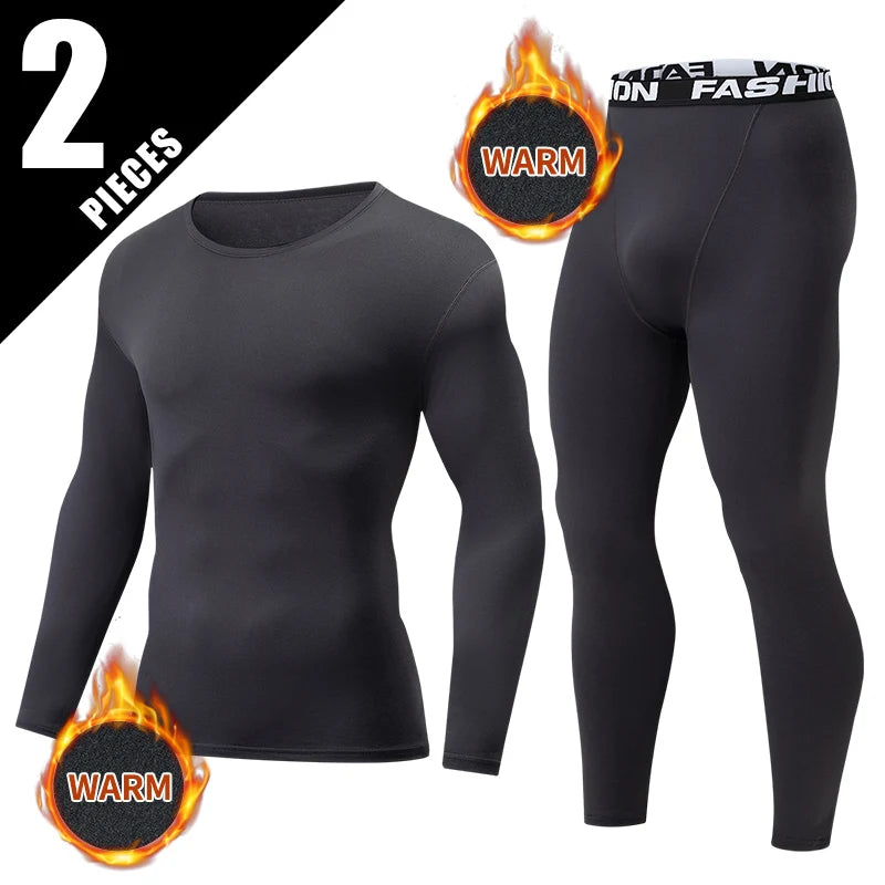 Men's Slim Fit Thermal Base Layer Set – Long Sleeve Top & Pants Warm Underwear (S–3XL)