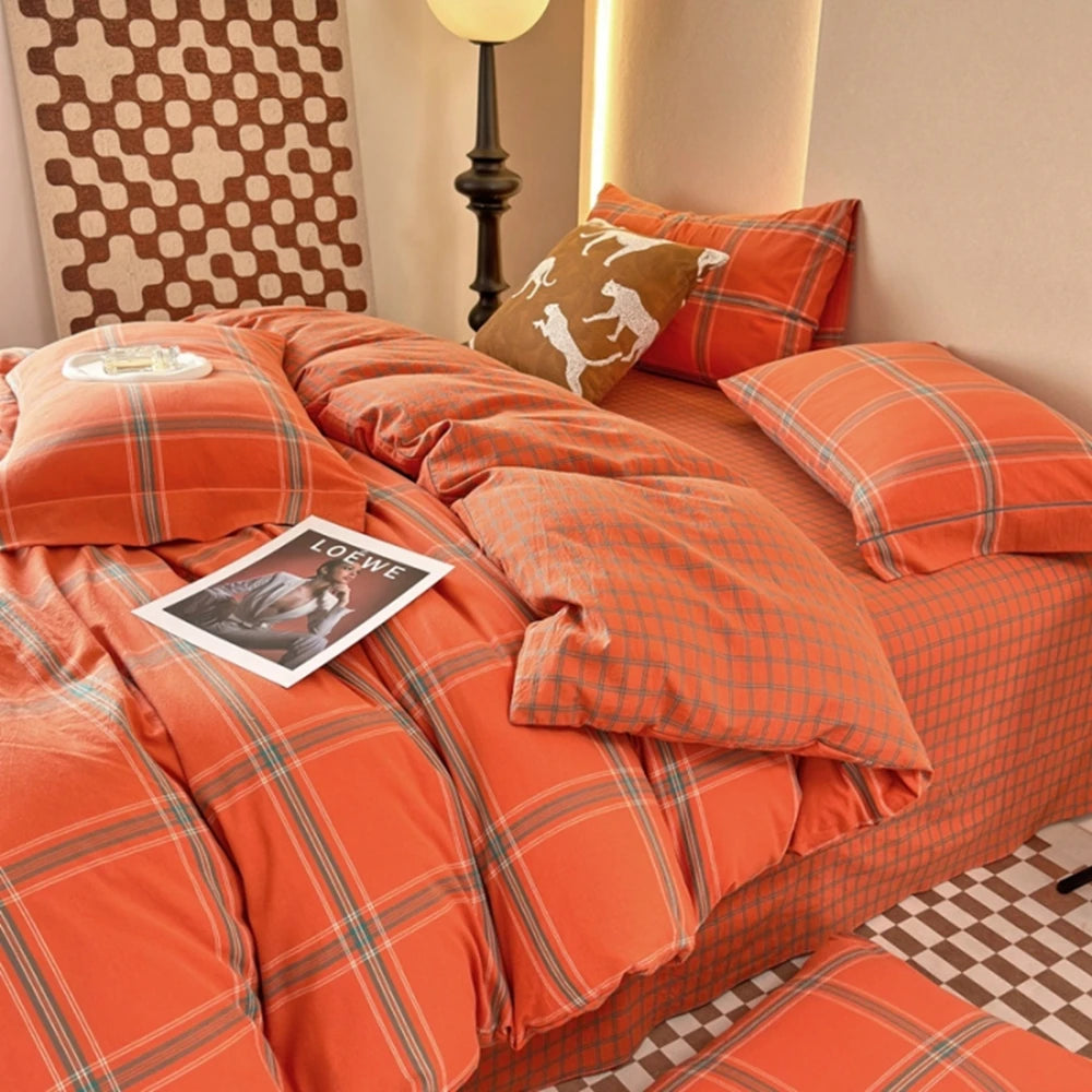 100% Cotton Plaid Duvet Cover – 160x210 to 220x240, Quilt Cover (Pillowcase Sold Separately)