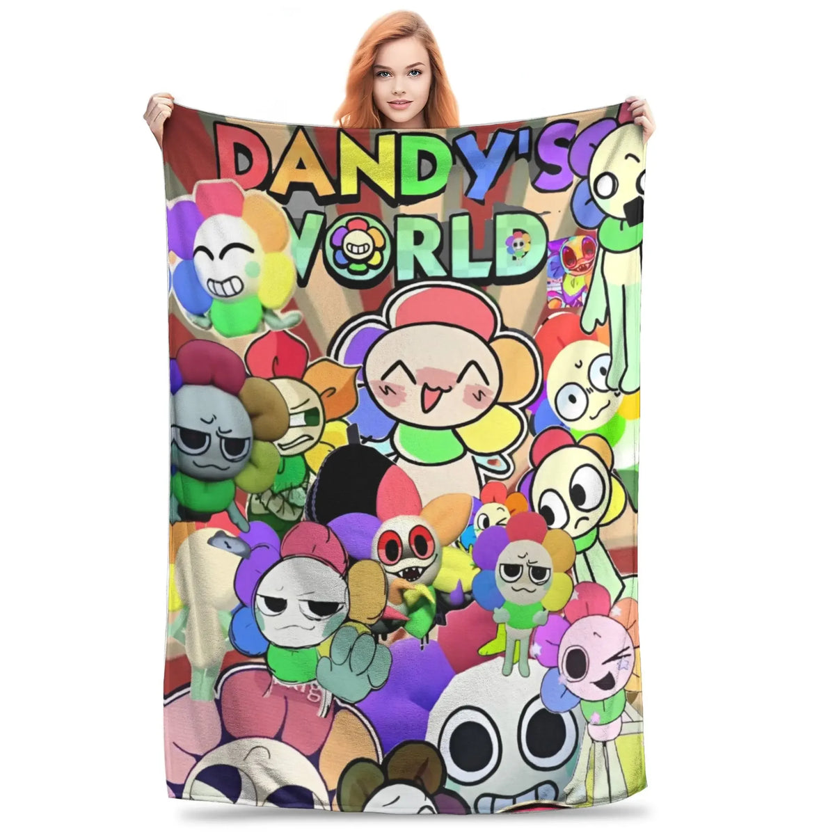 Dandy's World Pebble Fleece Throw Blanket – Soft Novelty Character Print, 5 Sizes