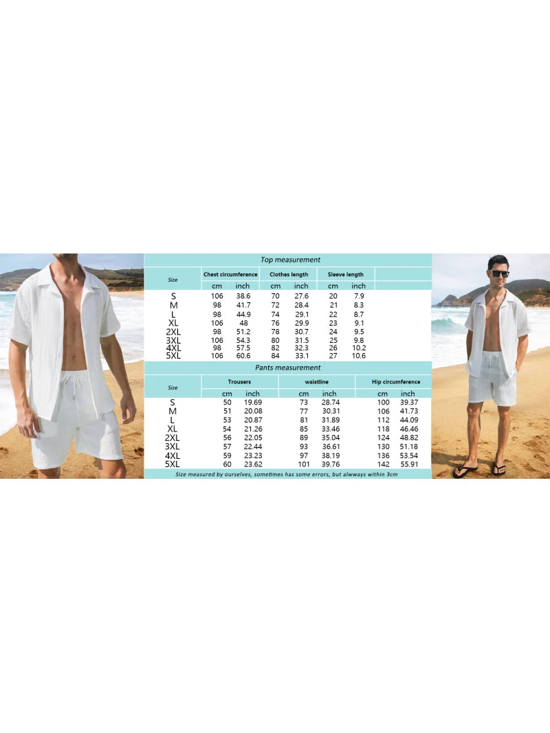 Men's Elegant Plant Print Lapel Shirt & Drawstring Shorts Set – Leisure Summer 2-Piece Suit