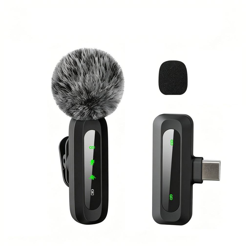 Wireless Lavalier Microphone with Noise Cancelling — Type-C Lapel Mic for iPhone 15+, Android, Vlog & Live Streaming