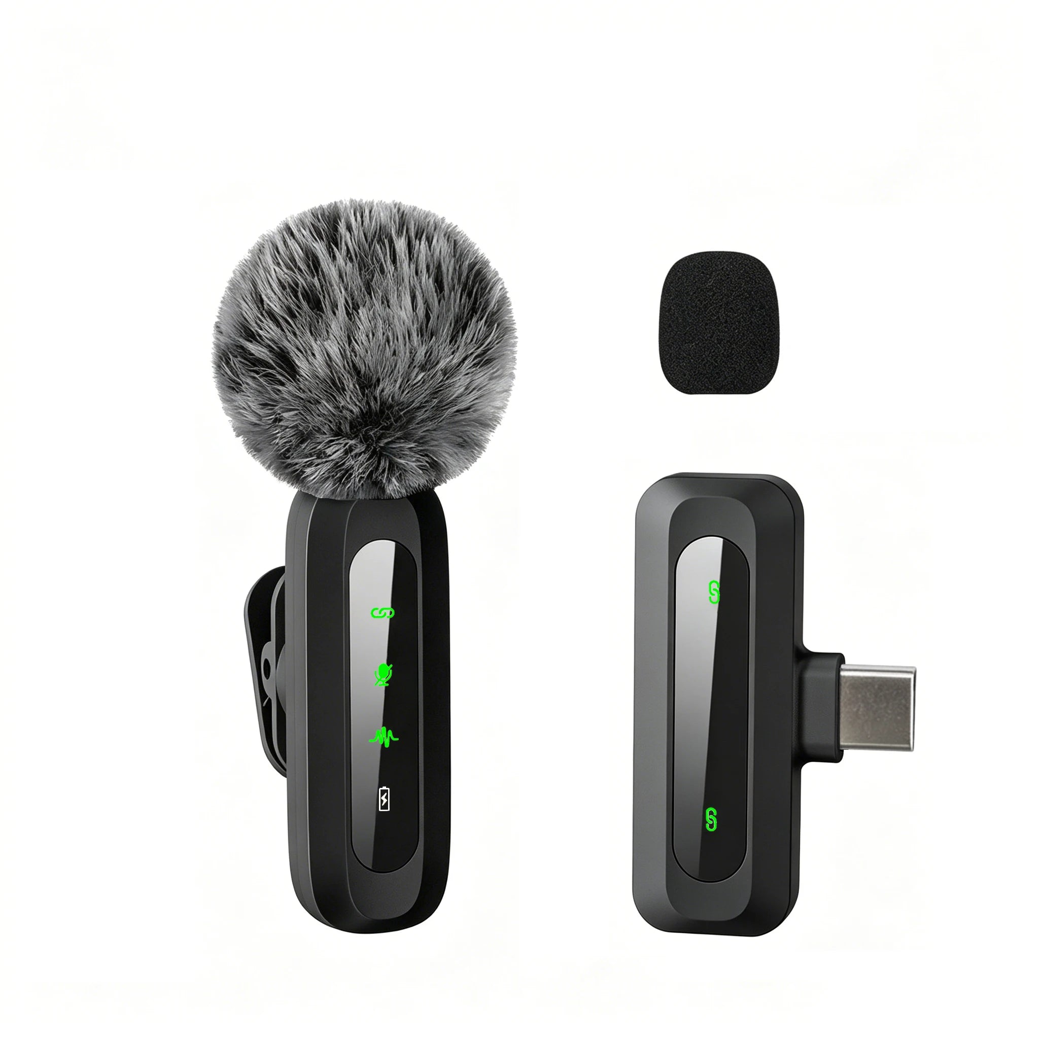 Wireless Lavalier Microphone with Noise Cancelling — Type-C Lapel Mic for iPhone 15+, Android, Vlog & Live Streaming