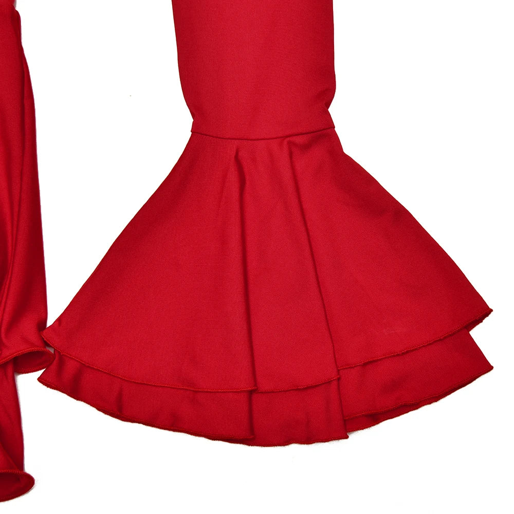 Absobe Women's A-Line Bodycon Mini Dress – Ruffle Hem V-Neck Asymmetrical Long Sleeve Party Dress