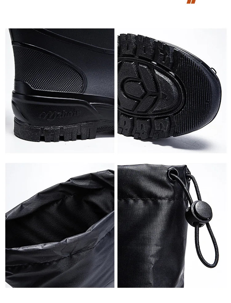 Men's Mid-Calf PVC Rain Boots with EVA Insoles