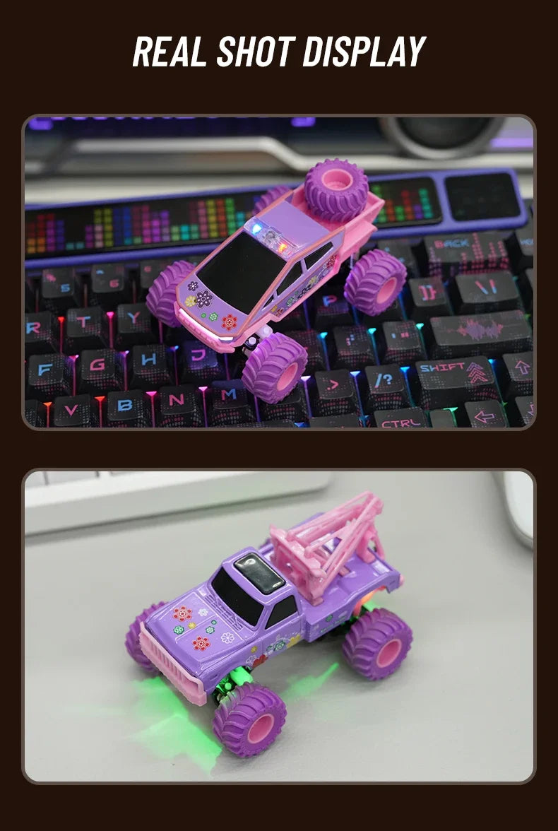 hot model 1:64 mini alloy remote control truck 2.4G four-wheel drive big foot off-road vehicle simulation model children toy car