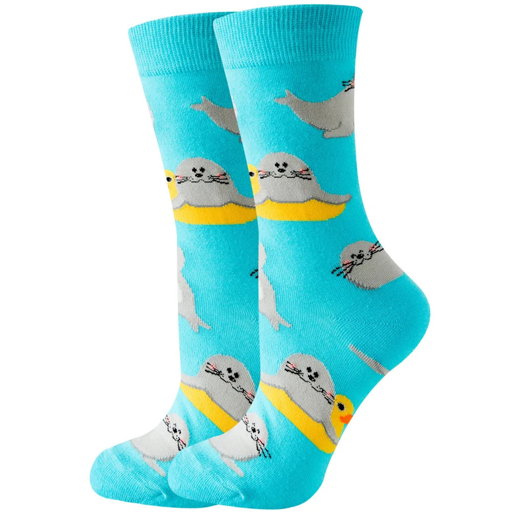 Women's Animal Print Socks – Cotton-Blend Crew