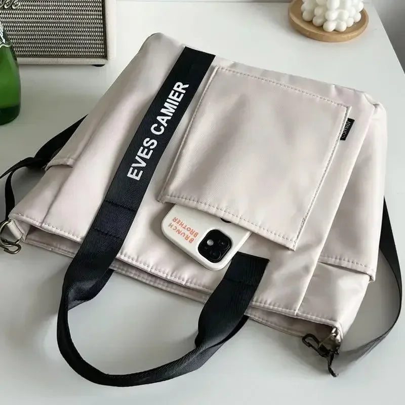 Large Capacity Nylon Canvas Tote Bag – Waterproof Shoulder Bag & Messenger for School & Daily Use