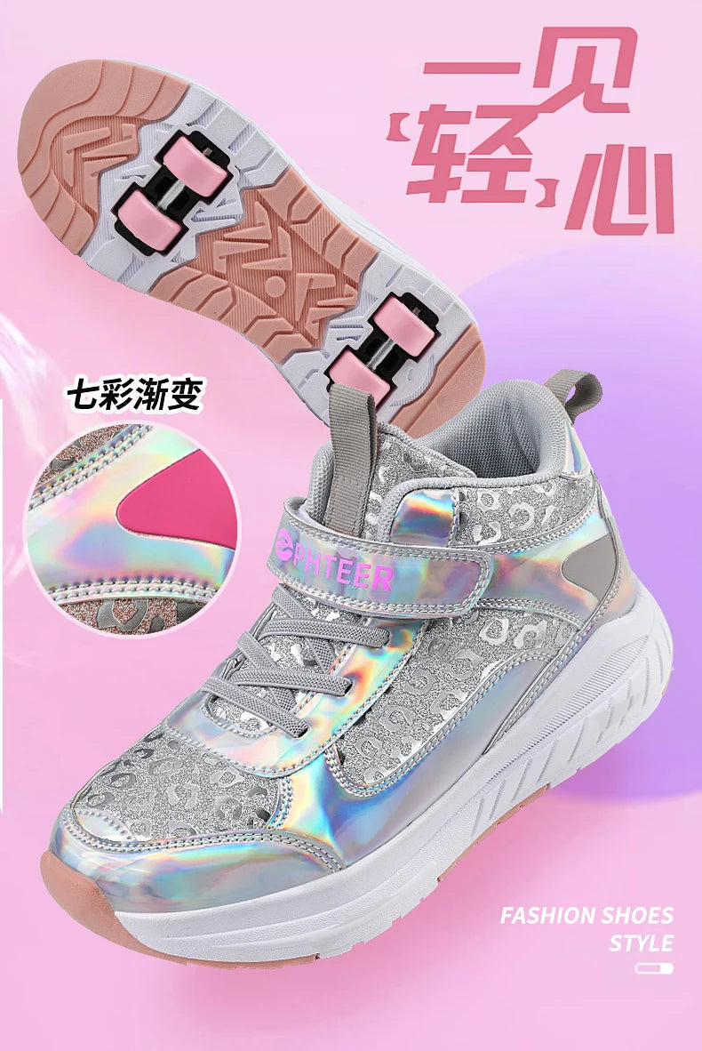 High-Top Children's Roller Skates for Girls – 4-Wheel Outdoor Wear-Resistant Sports Shoes